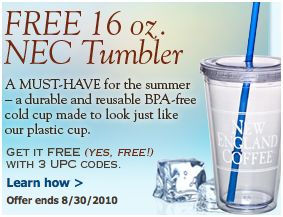 NEC tumbler Free Tumbler From New England Coffee