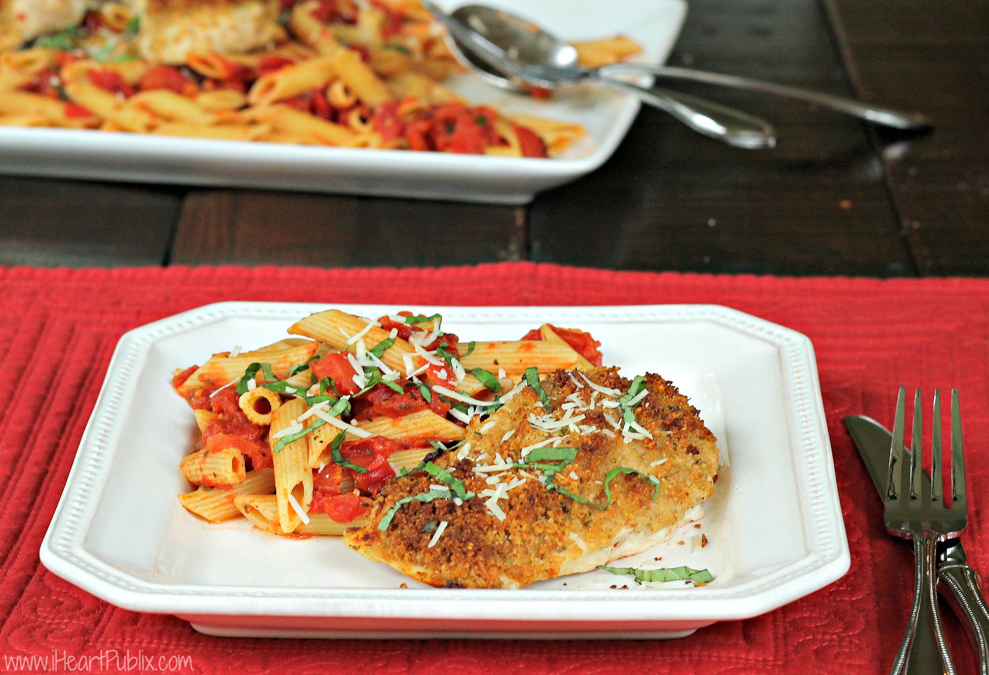Oven Parmesan Chicken with Penne Marinara Recipe + The Flavor Excursion