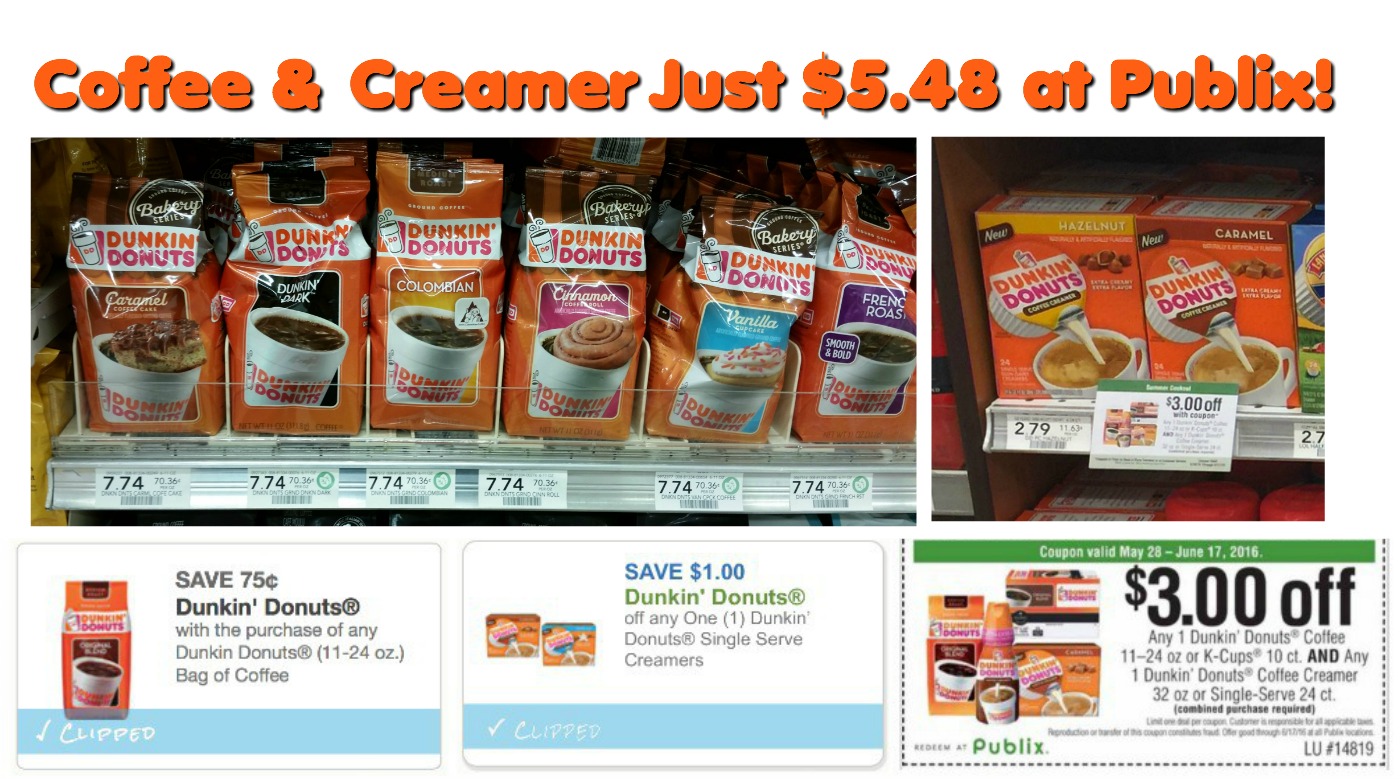 Dunkin’ Donuts creamer coupon, I Heart Publix