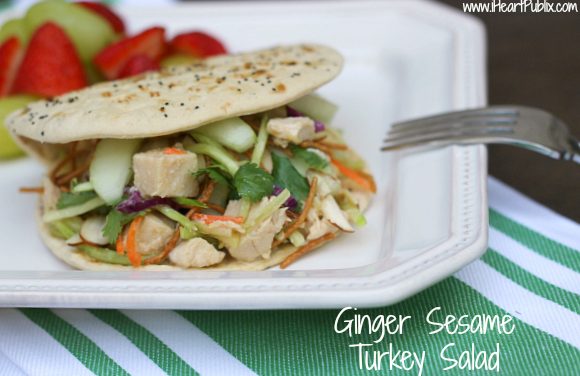 Ginger Sesame Turkey Salad On Flatout Foldit + A Flatout Giveaway!