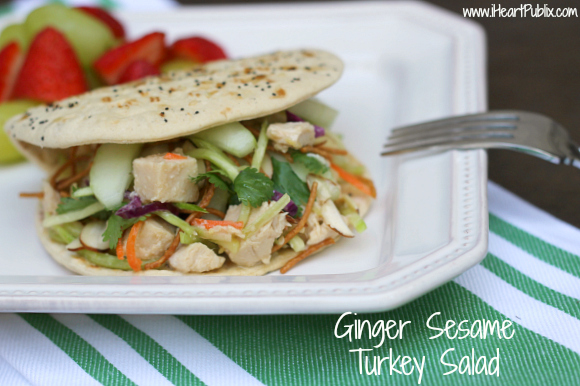 Ginger Sesame Turkey Salad On Flatout Foldit + A Flatout Giveaway!