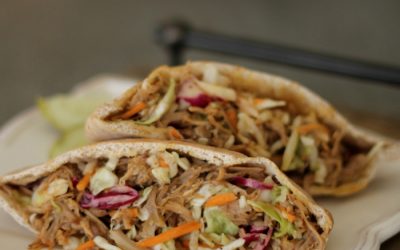 BBQ Pork Pitas With Carolina Slaw