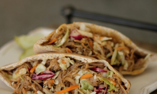 BBQ Pork Pitas With Carolina Slaw