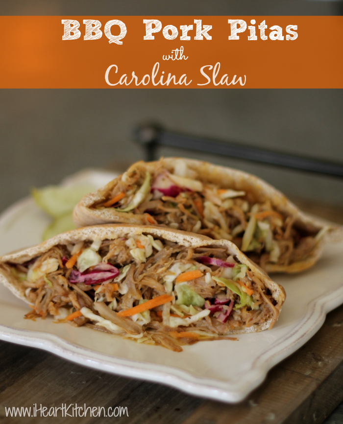 BBQ Pork Pitas With Carolina Slaw