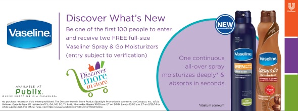 New Unilever Page Just For Publix Shoppers + FREE Vaseline Spray & Go (Limited Supplies)