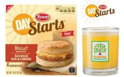 Tyson® Day Starts™ & Florida Orange Juice – Start The Day Right At A Great Price!