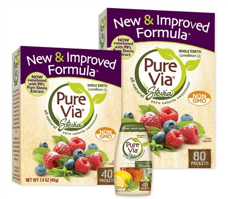 Pure Via All Natural Stevia Sweetener Packets, Zero Calorie, 80 Ct