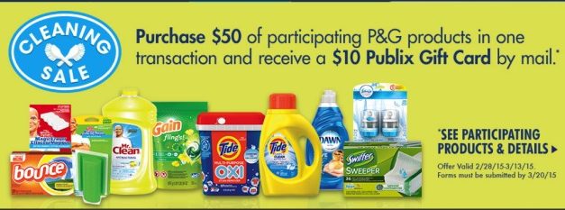 P&G Cleaning Sale – Earn A $10 Publix Gift Card