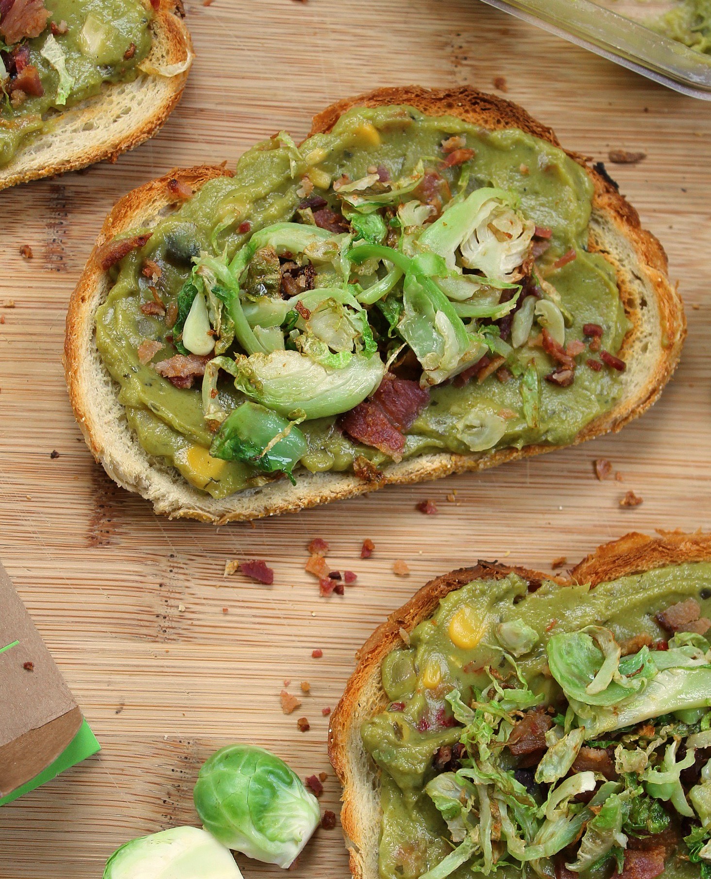 Guac Toast with Bacon Brussels