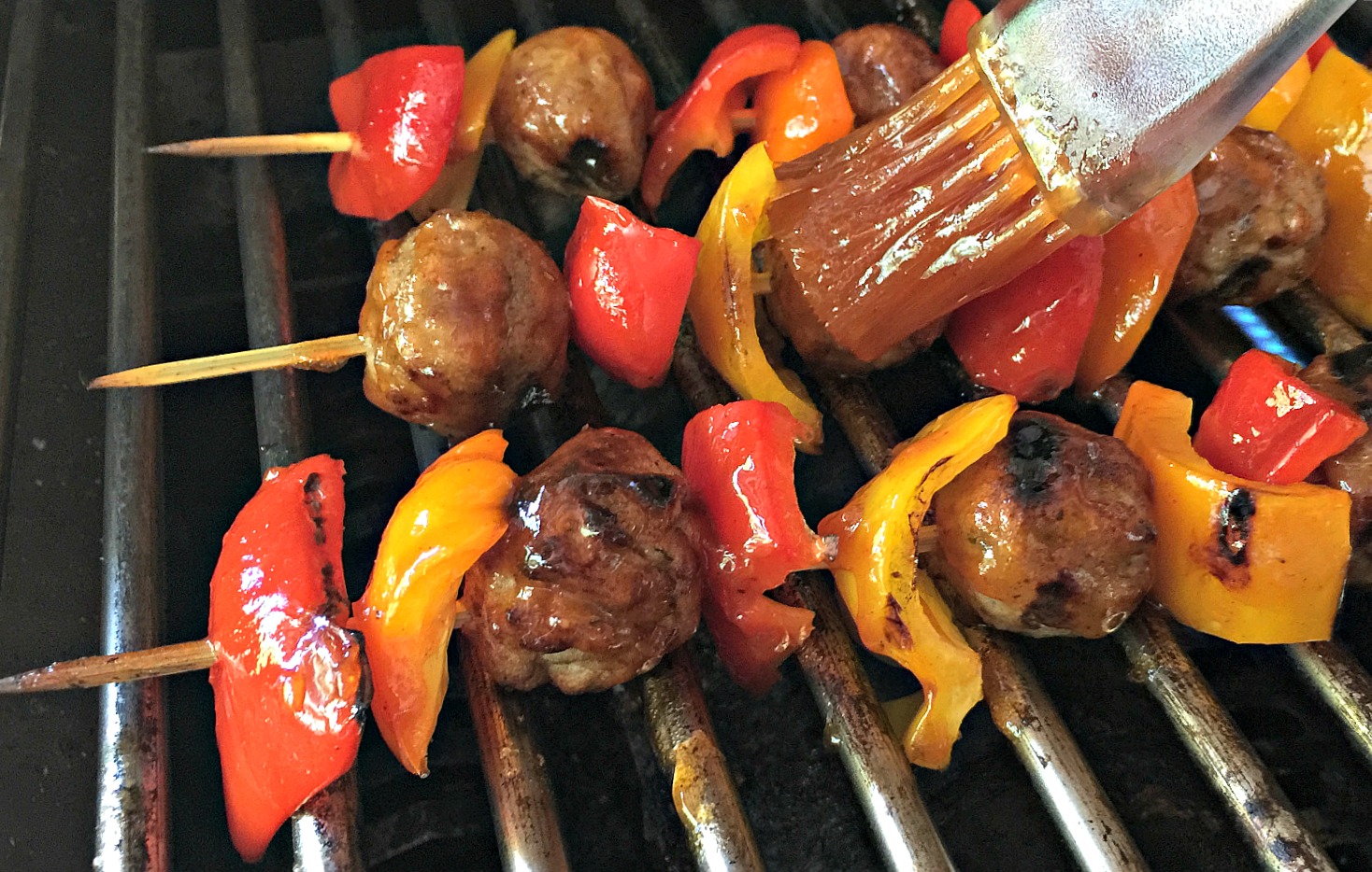 Grilled Meatball and Pepper Skewers Made With Cooked Perfect Meatballs – Quick & Easy Dinner Idea!