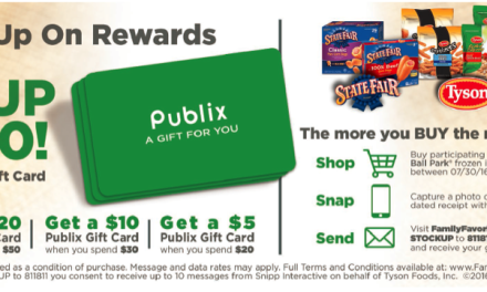 Reminder – Stock Up & Earn A Big Publix Gift Card When You Buy Your Favorite Tyson Products
