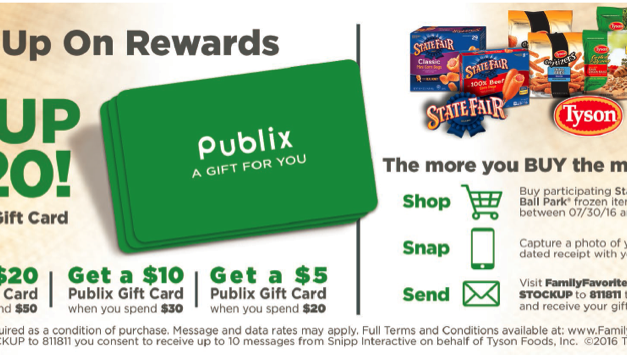 Reminder – Stock Up & Earn A Big Publix Gift Card When You Buy Your Favorite Tyson Products