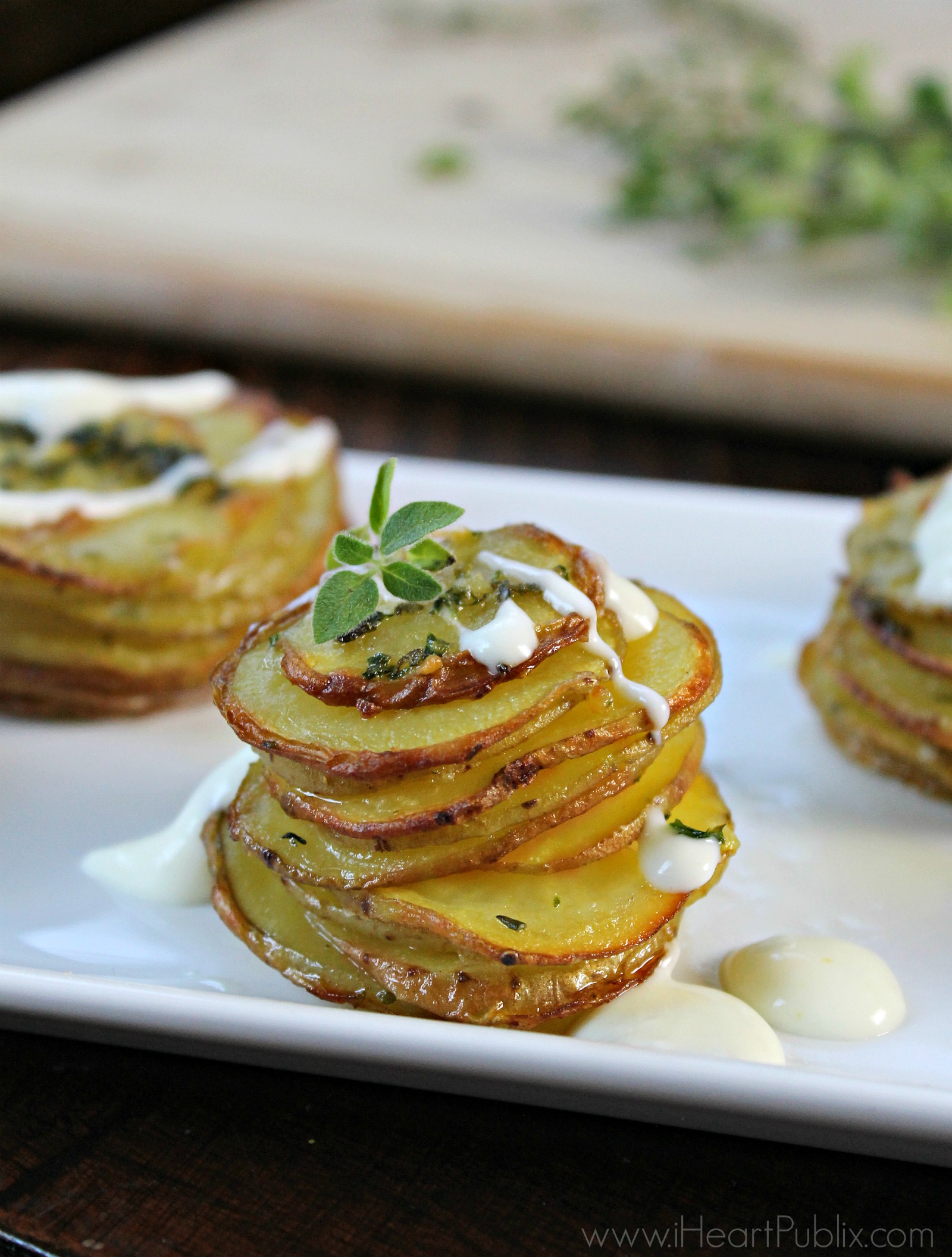 Herbed Potato Stacks With Sour Cream Sauce