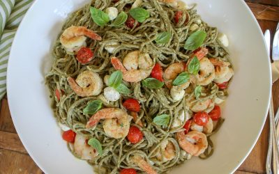 Basil Hummus Caprese Pasta With Shrimp + Savings On Ronzoni SuperGreens Pasta At Publix