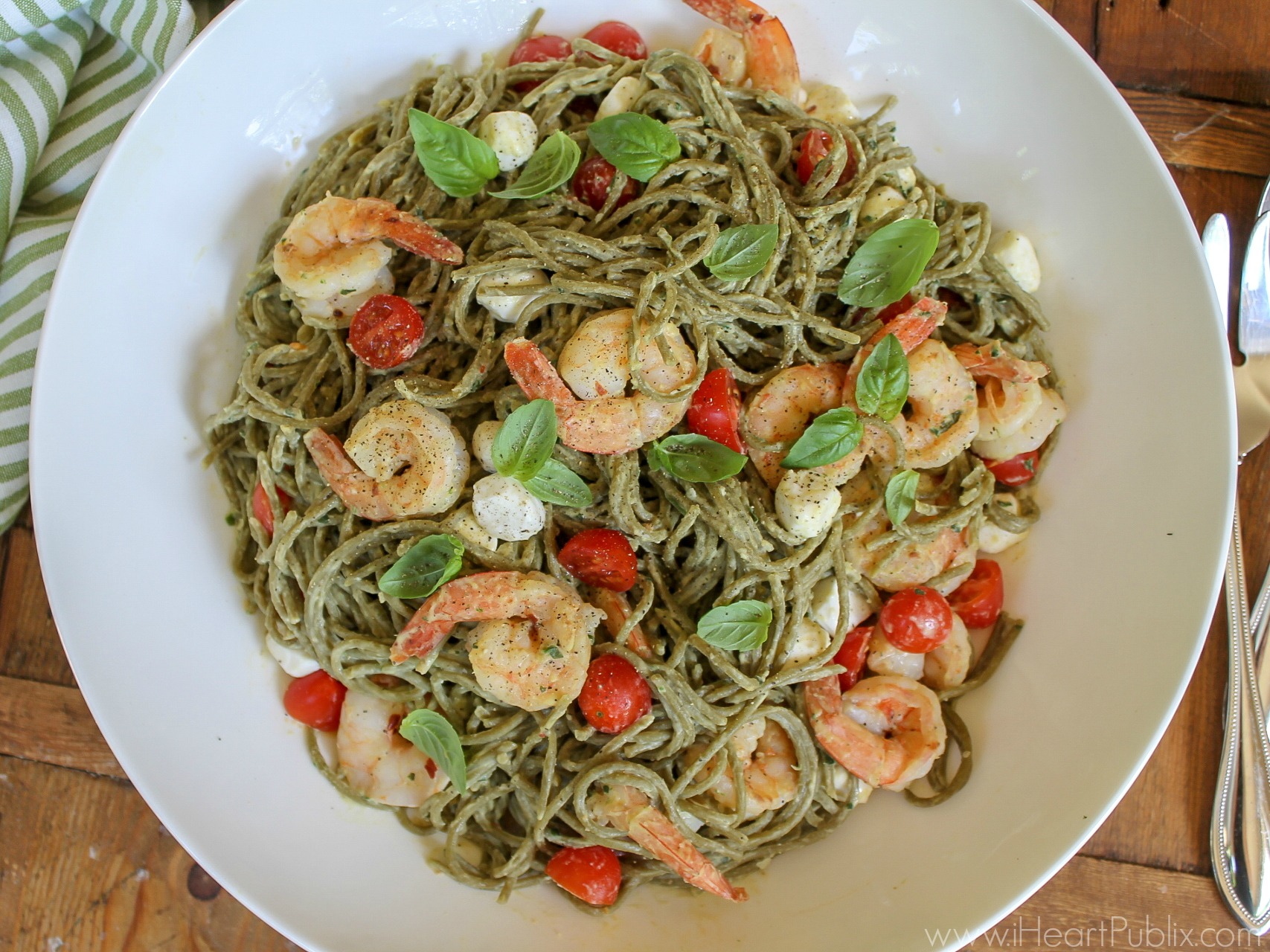 Basil Hummus Shrimp Caprese Pasta Basil Hummus Caprese Pasta With Shrimp + Savings On Ronzoni SuperGreens Pasta At Publix on I Heart Publix 2