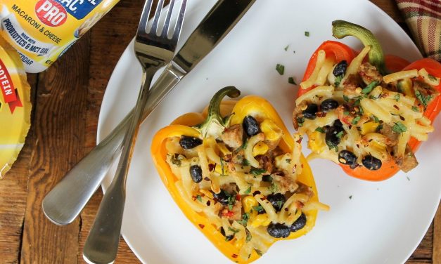 Mac & Cheese Southwest Stuffed Peppers Made With Muscle Mac Macaroni & Cheese