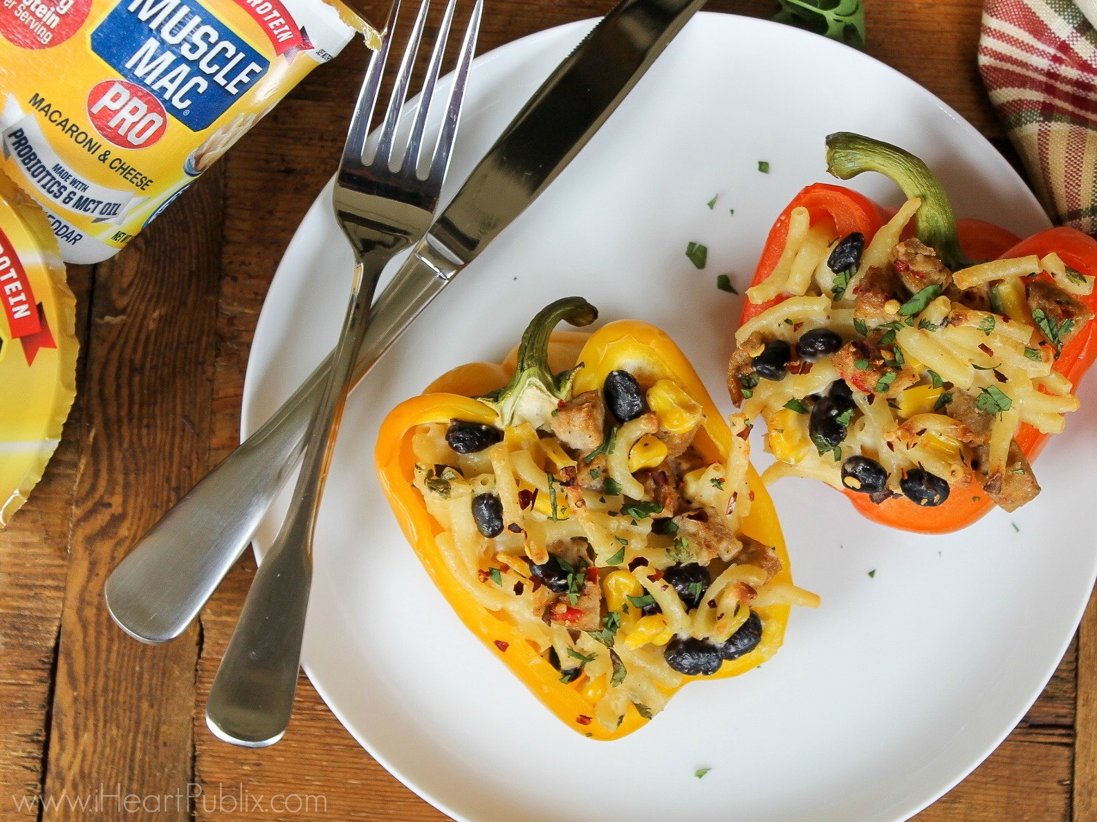 Mac & Cheese Southwest Stuffed Peppers Made With Muscle Mac Macaroni & Cheese