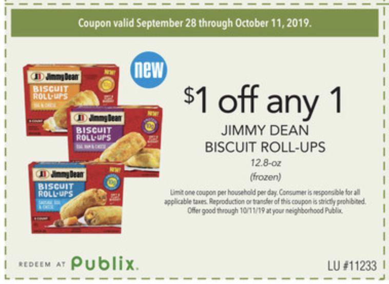 Super Deal On NEW Jimmy Dean Biscuit Roll-Ups Available Now At Publix on I Heart Publix 1