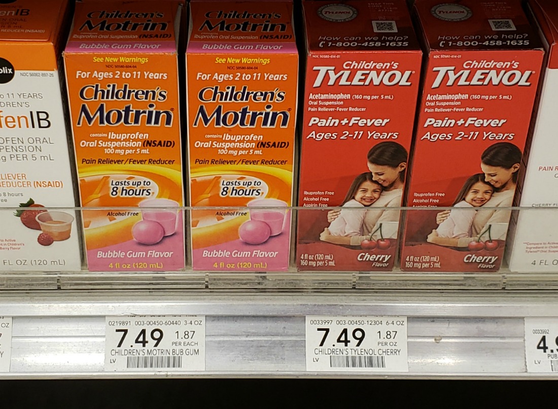 motrin and tylenol together for fever toddler