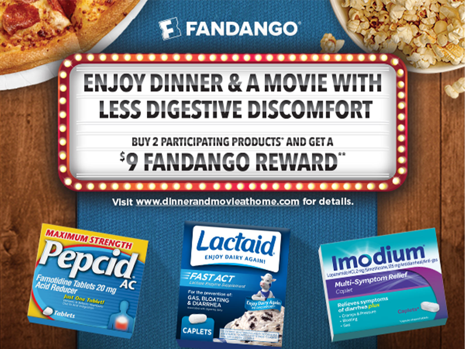 Still Time To Get A $9 Fandango Reward With The Purchase Of Two Pepcid, Lactaid Or Imodium Products!