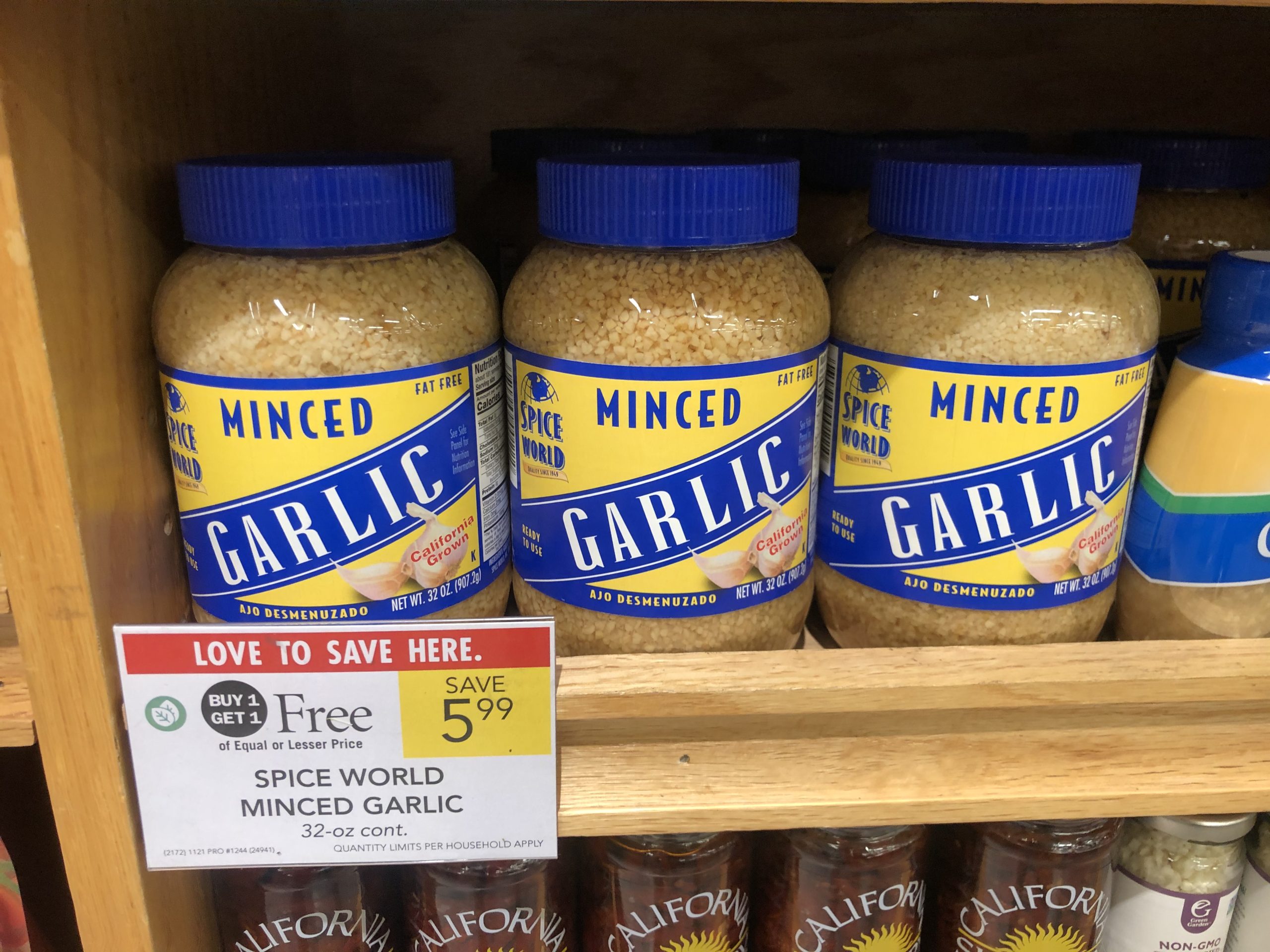 Spice World Minced Garlic shelf, I Heart Publix