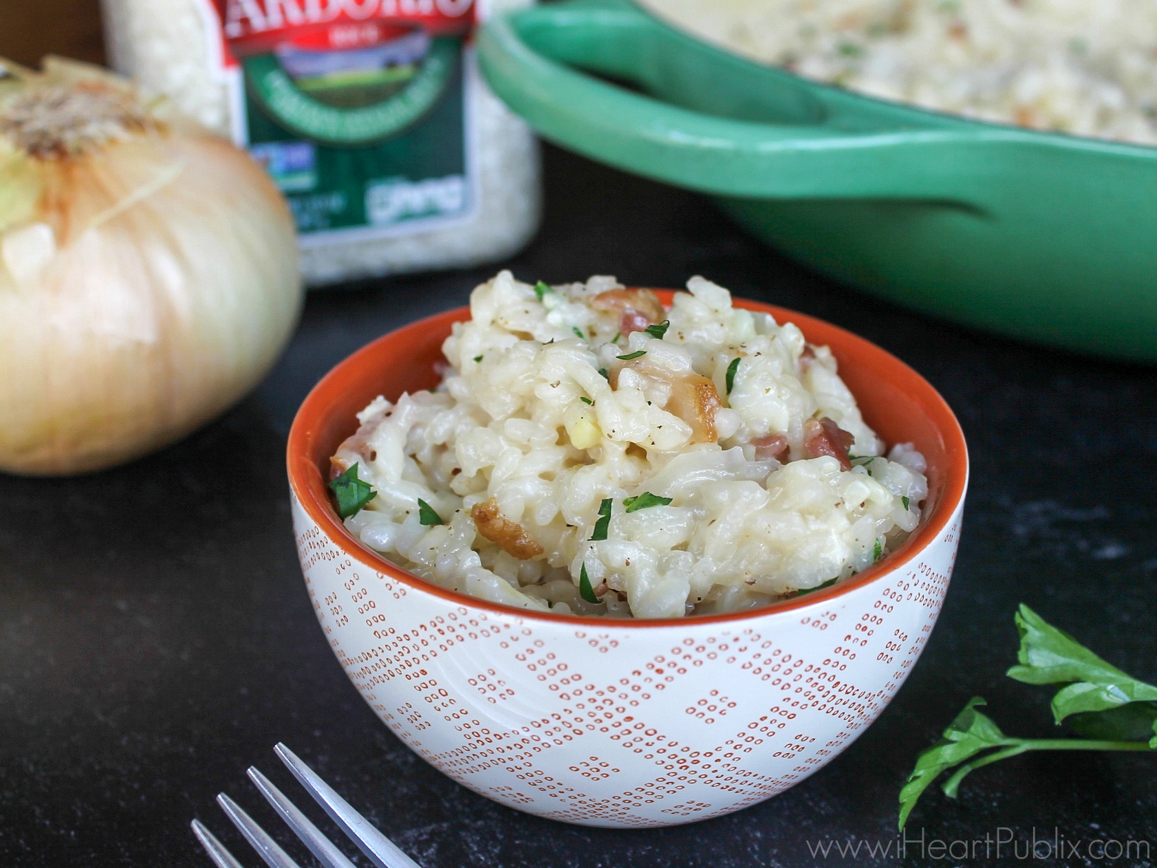 Sweet Onion Risotto with Bacon-Bowl Auto Draft on I Heart Publix 538