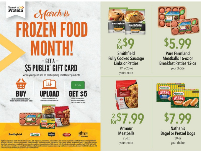 Great Time To Earn A $5 Publix Gift Card With Your Smithfield Frozen Products Purchase on I Heart Publix