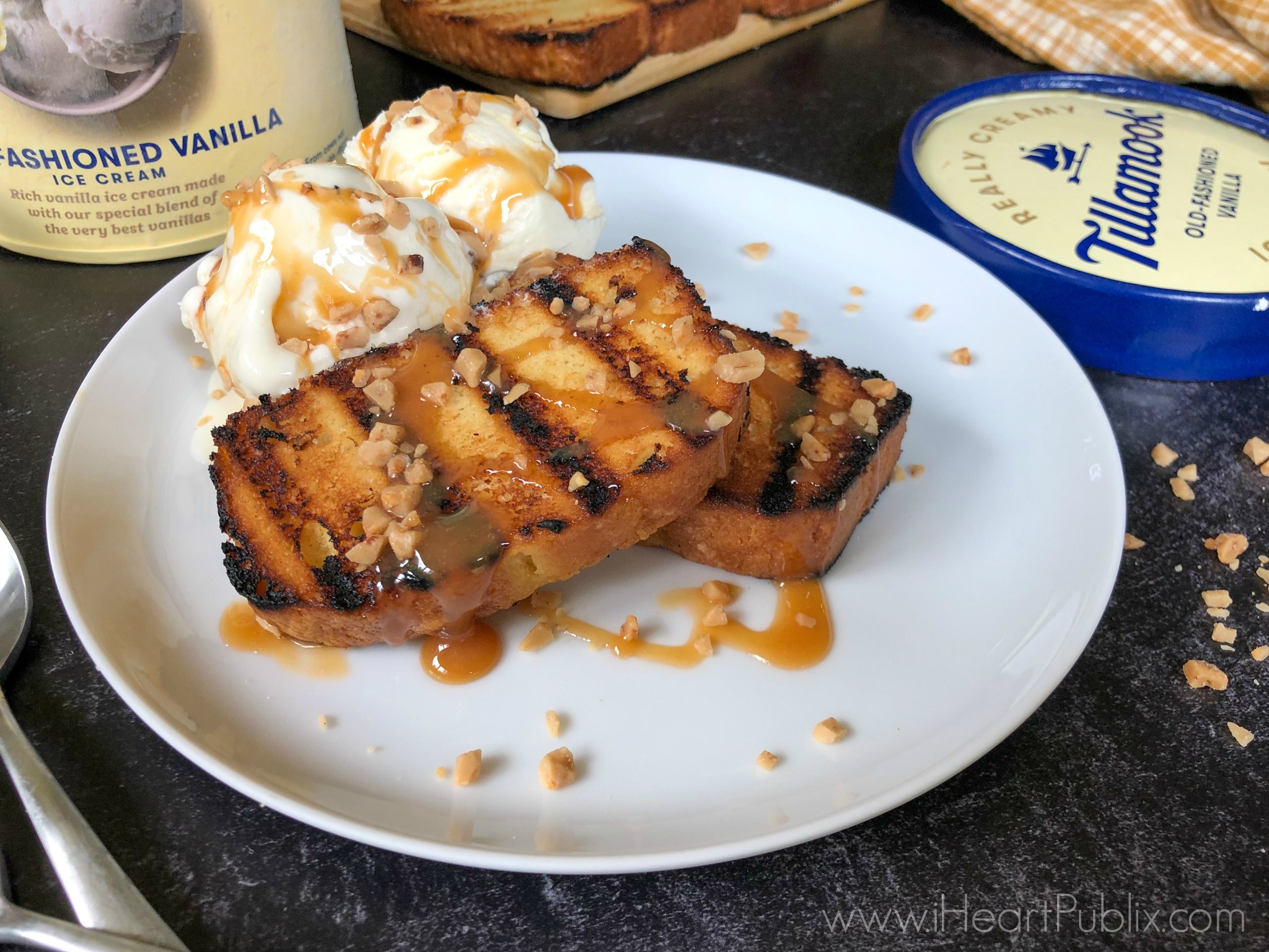 Grilled Pound Cake With Tillamook Ice Cream - Easiest End Of Summer Dessert! on I Heart Publix