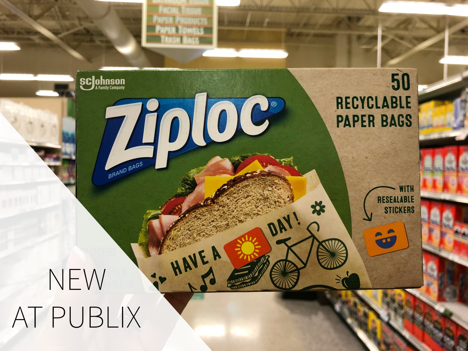 Look For New Ziploc® Paper Bags At Publix – Recyclable, Resealable & Reusable Bags With Fun Designs!