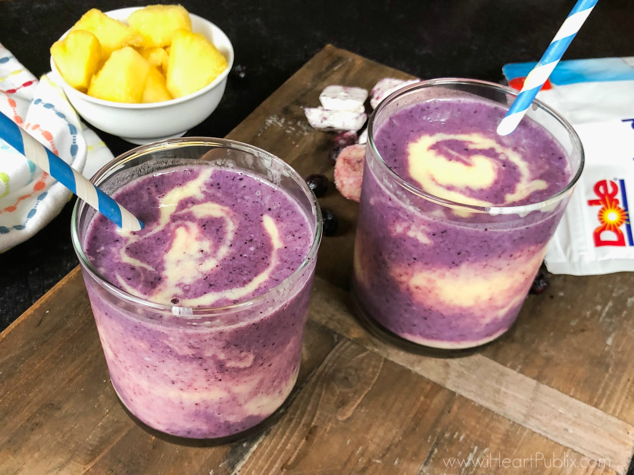 Enjoy My Protein-Packed Berry Pineapple Swirled Smoothie on I Heart Publix