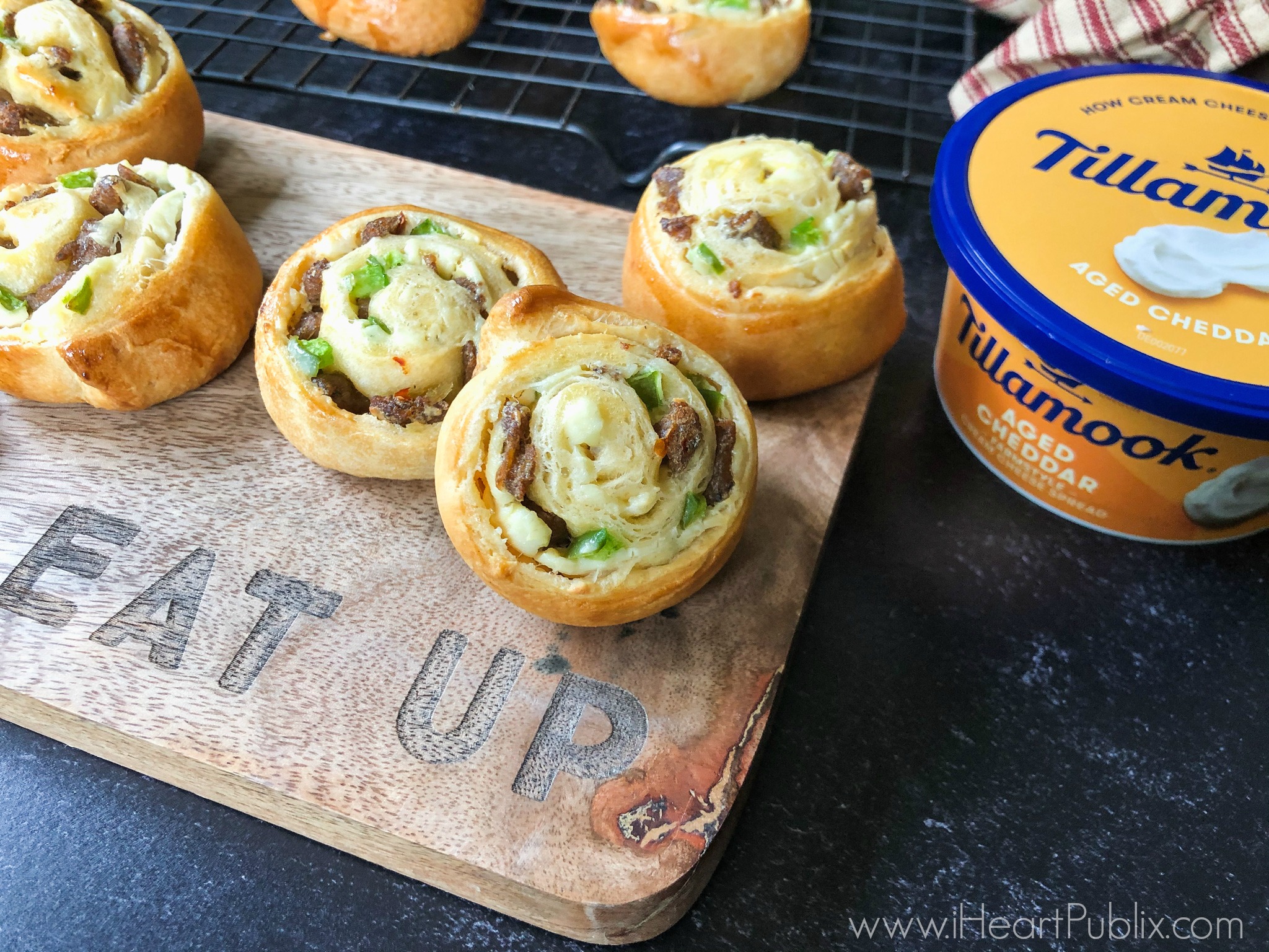 Cream Cheese and Sausage Pinwheels Cream Cheese and Sausage Pinwheels - Perfect Game Day Snack Made With Tillamook Cream Cheese! on I Heart Publix 2