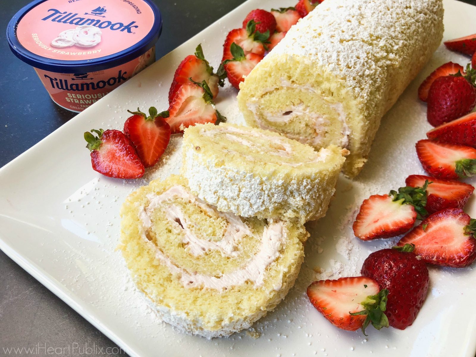 Seriously Strawberry Cheesecake Cake Roll – Tasty Dessert Made With Tillamook Cream Cheese Spread (Save Now At Publix)