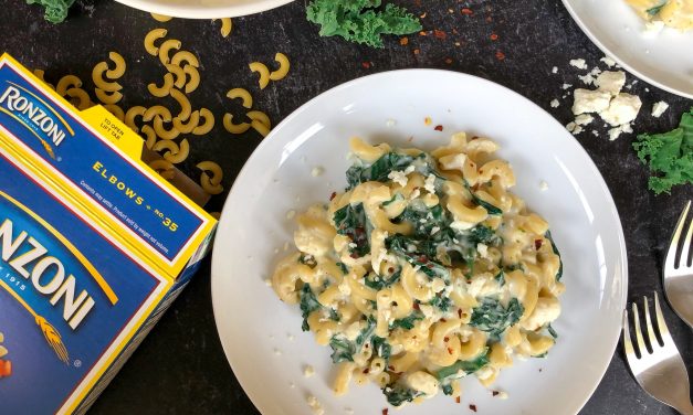 Try This Garlicky Kale and Feta Mac and Cheese & Look For An Upcoming Sale On Ronzoni Pasta –  Buy One, Get One Free