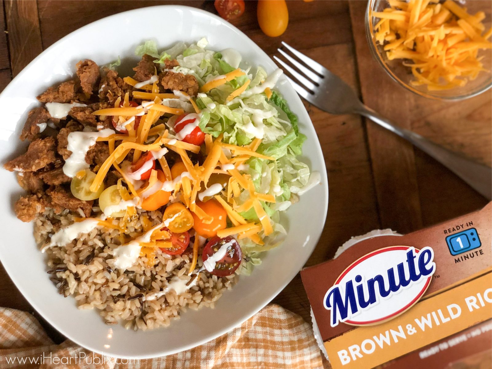 Try This Brown & Wild Rice Bowl with Veggie Burger & Grab Savings On Minute Rice & Ronzoni At Publix