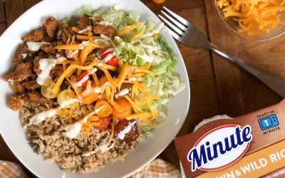 Try This Brown & Wild Rice Bowl with Veggie Burger & Grab Savings On Minute Rice & Ronzoni At Publix