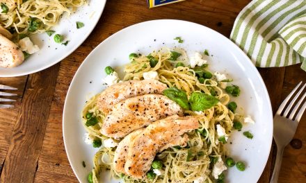 Spaghetti with Chicken, Pesto and Crumbled Goat Cheese – Simple & Delicious Recipe For The Ronzoni BOGO Sale