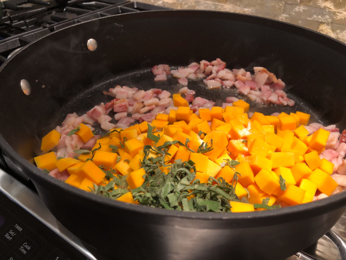 Spaghetti Carbonara with Bacon, Butternut Squash and Sage on I Heart Publix 4