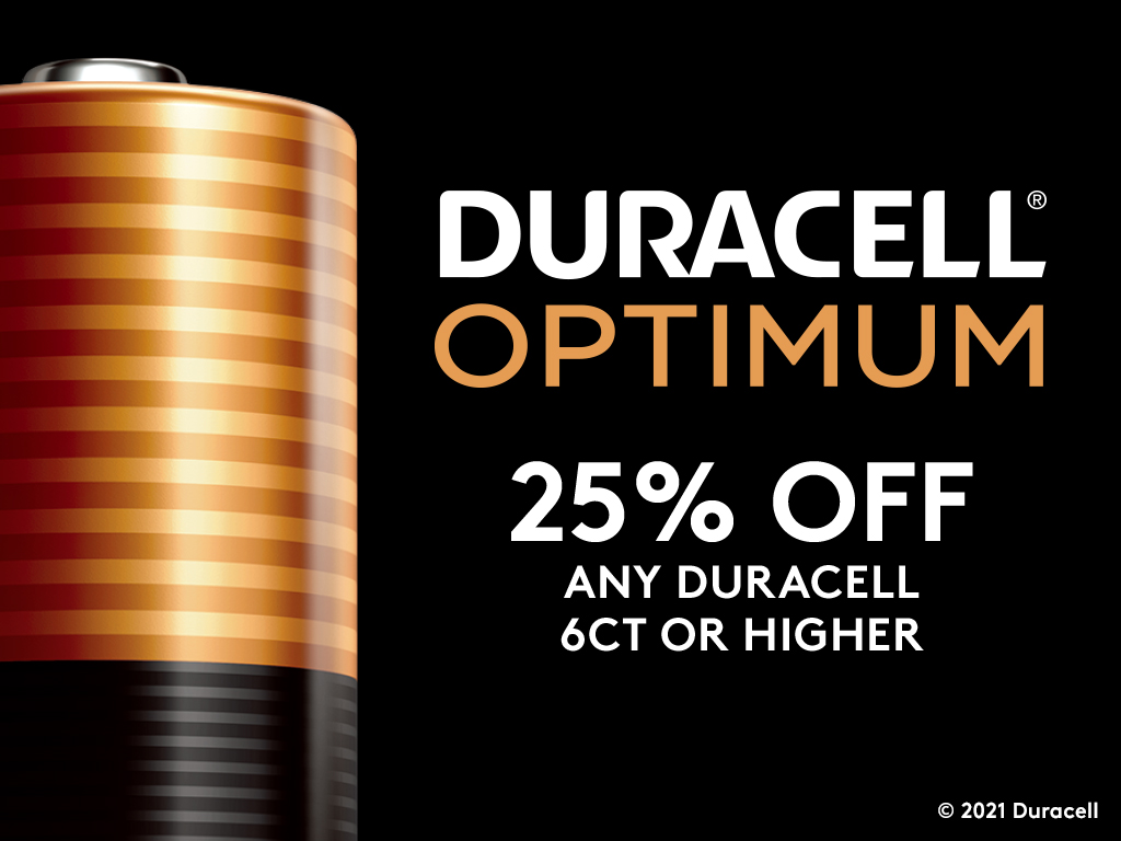 Upgrade Your Device with Duracell Optimum* - Get 25% OFF Any Duracell 6ct or Higher on I Heart Publix 2