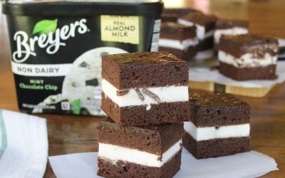 Non-Dairy Mint Chocolate Chip Ice Cream Brownie Sandwiches – Perfect Treat For The Breyers BOGO Sale!