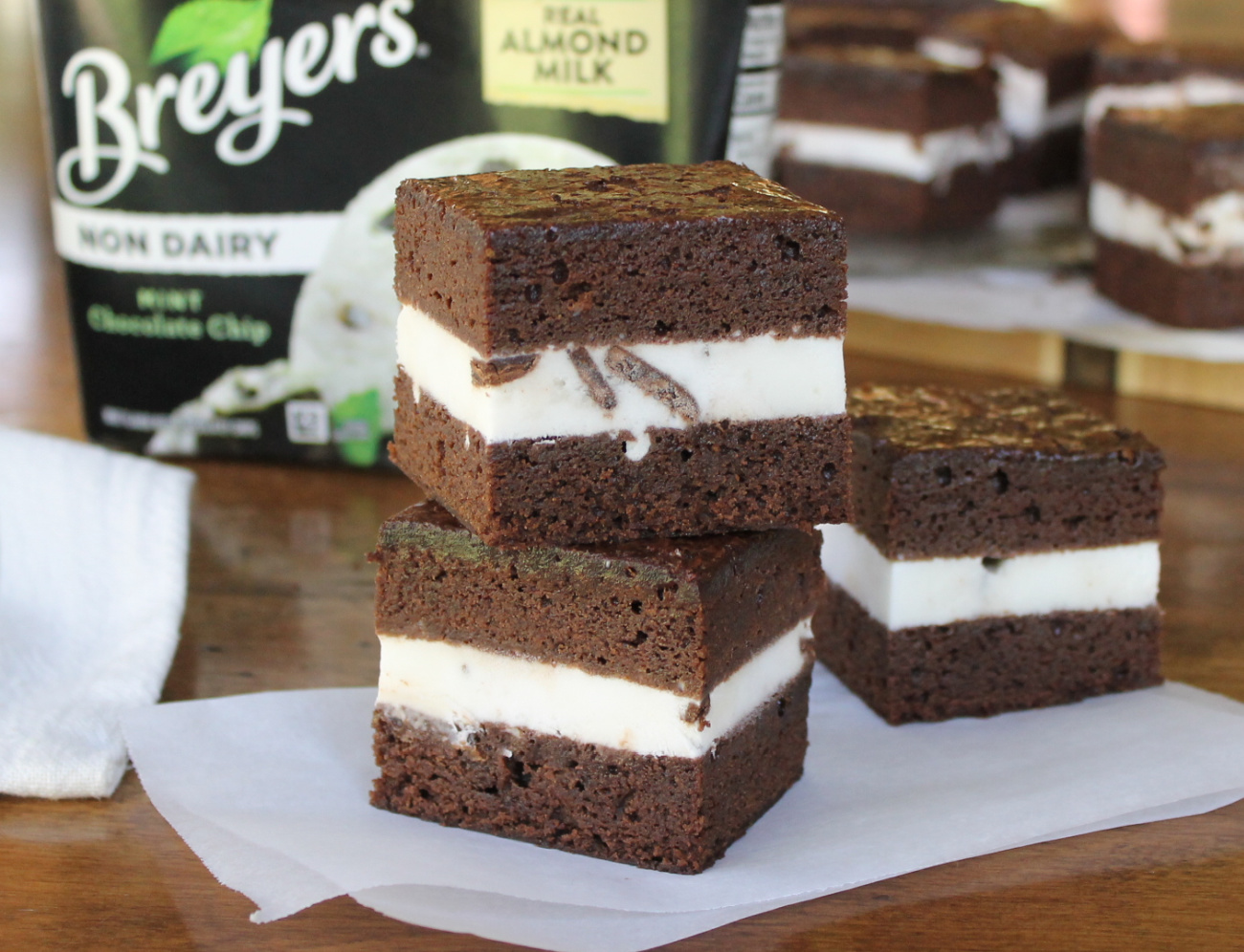 Non-Dairy Mint Chocolate Chip Ice Cream Brownie Sandwiches - Perfect Treat For The Breyers BOGO Sale! on I Heart Publix