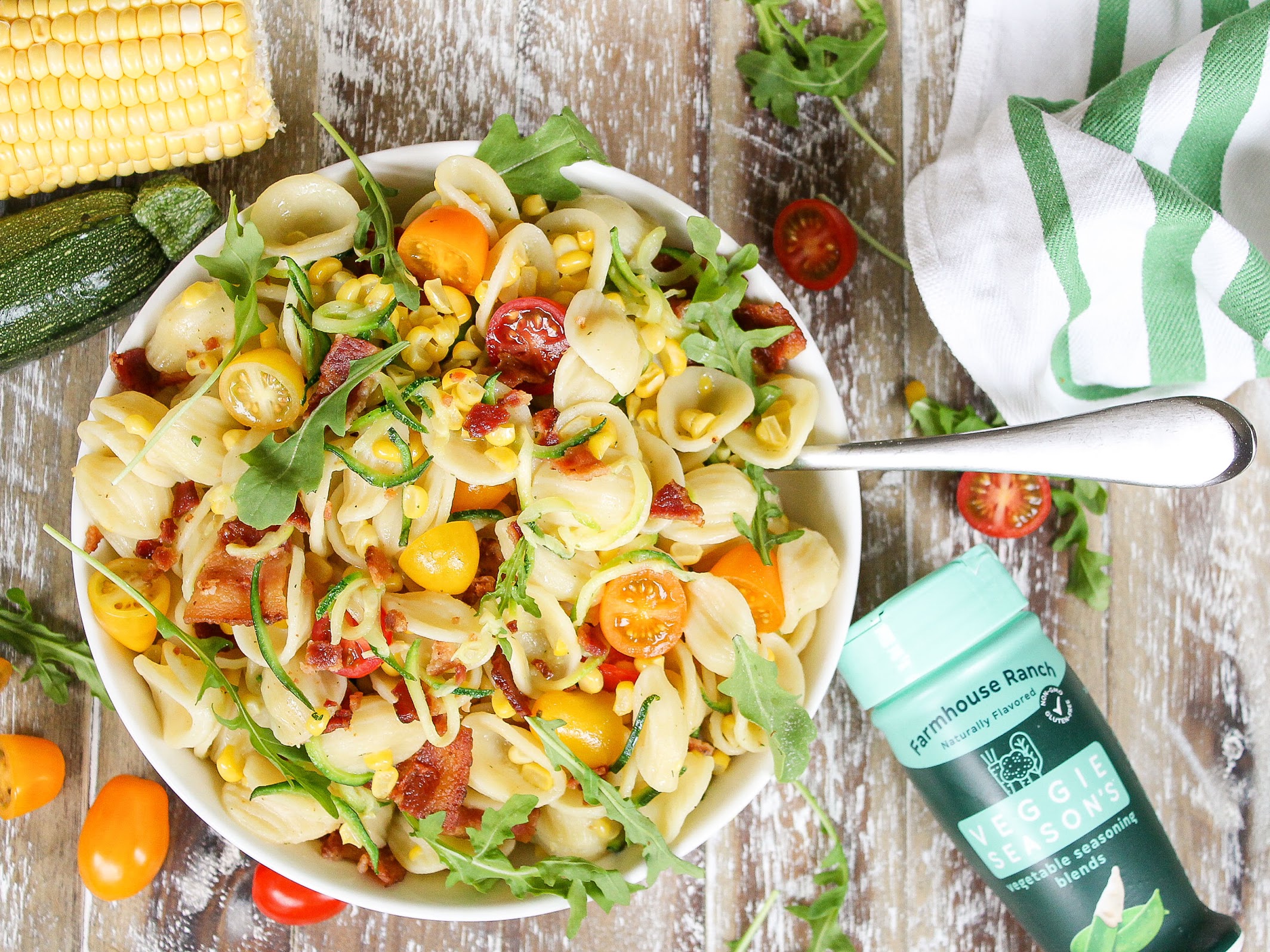Make Mealtime Enjoyable With Veggie Season's - Try My Ranch Bacon Pasta Salad With Zucchini & Corn on I Heart Publix 5