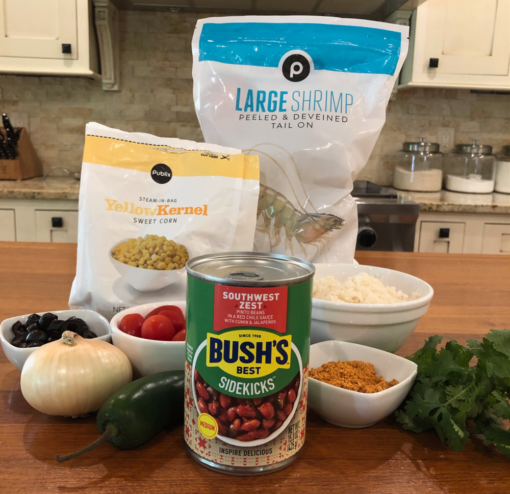 Save On Bush's Sidekicks & Try My Southwest Zest Pinto Beans & Shrimp Skillet on I Heart Publix