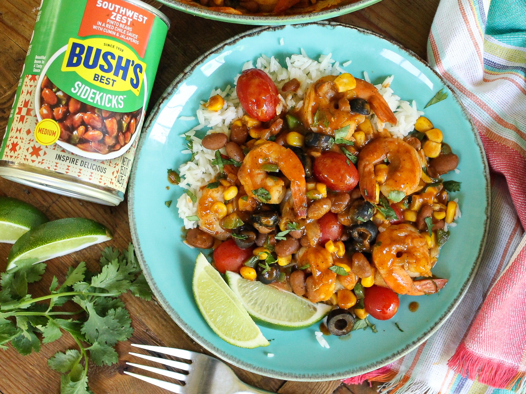 Southwest Zest Pinto Beans & Shrimp Skillet Bush's Sidekicks Draft #1 (Pinto Bean & Shrimp Skillet) on I Heart Publix
