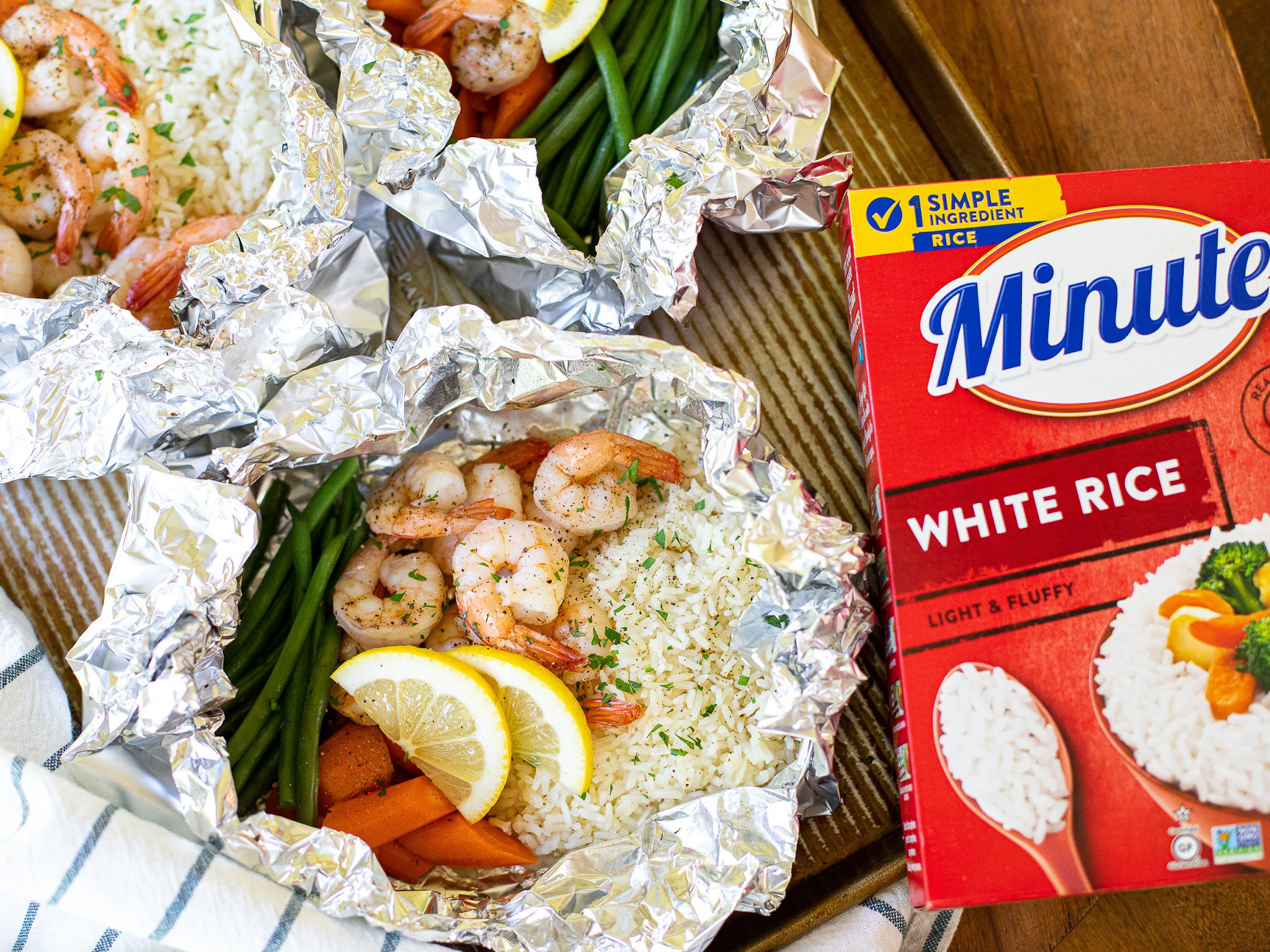 Foil Packets garlic Butter Shrimp & Rice Minute Instant Draft on I Heart Publix
