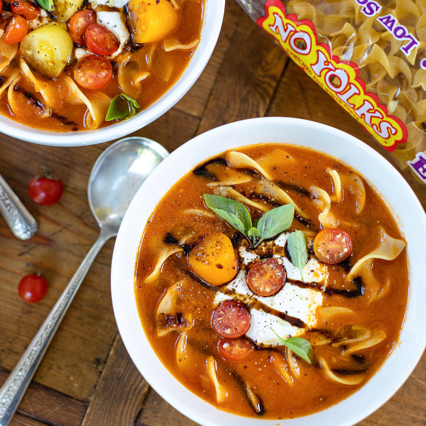 Caprese Tomato Noodle Soup-Insta No Yolks Caprese Tomato Noodle Soup Draft on I Heart Publix 1