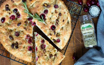 Grab Some Spice Islands Rosemary And Add This Rosemary Focaccia with Cranberry and Pistachio To Your Holiday Table