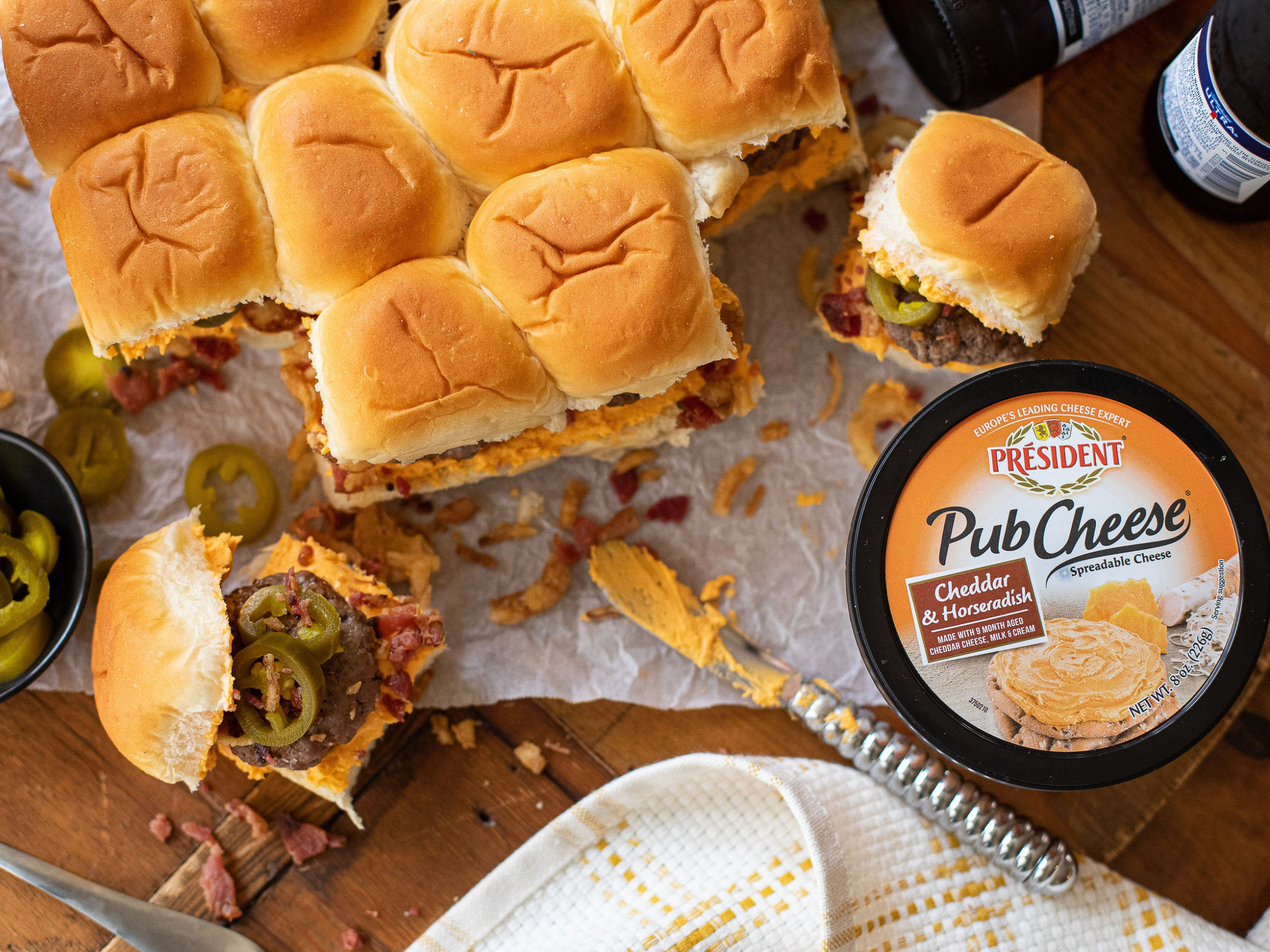 Jalapeño Bacon Pub Cheese Sliders Are Your Must-Have For Game Day - Stock Up On Pub Cheese® by Président® For All Your Entertain Needs on I Heart Publix