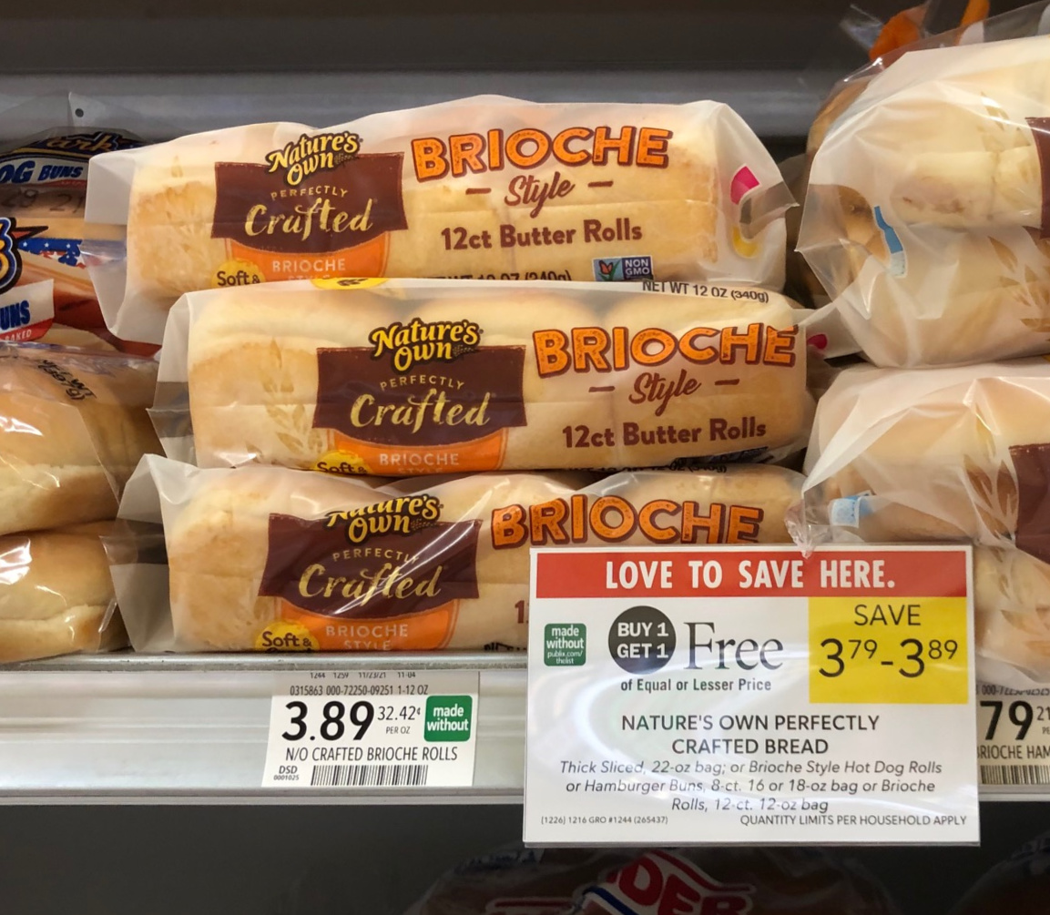 Nature's Own Perfectly Crafted Brioche Butter Rolls Just $1.45 At Publix on I Heart Publix