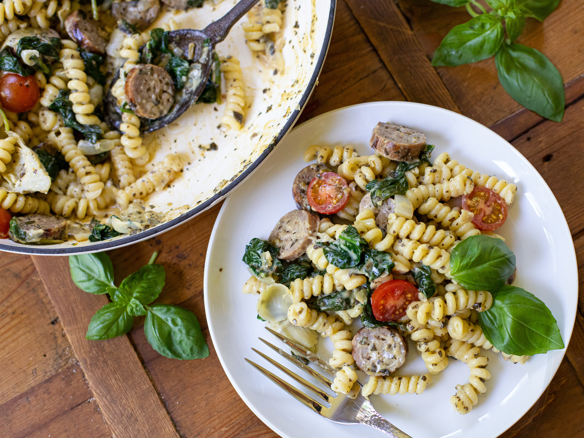 Creamy Spinach & Artichoke Pasta with Sausage – Try It With Delicious Carando Sausage And Save NOW At Publix