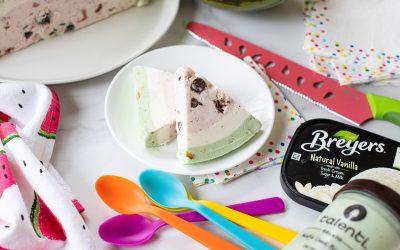 Take Advantage Of The Breyers BOGO Sale & Serve Up My Watermelon Ice Cream Bombe